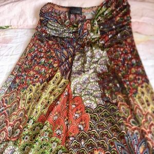 Multicolored Strapless Maxi Dress